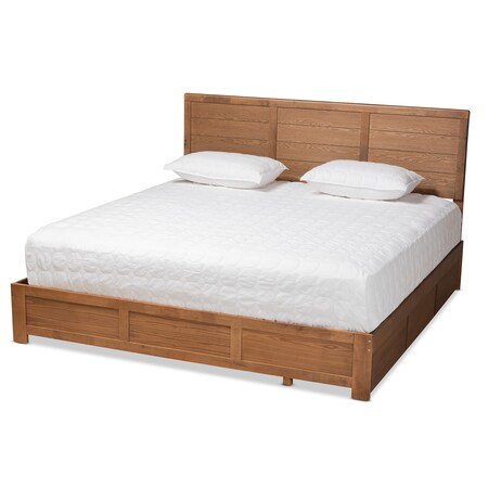 Baxton Studio Lisa Modern Ash Walnut Brown Finished Wood King Size 3-Drawer Storage Bed 180-9427-9622-Zoro